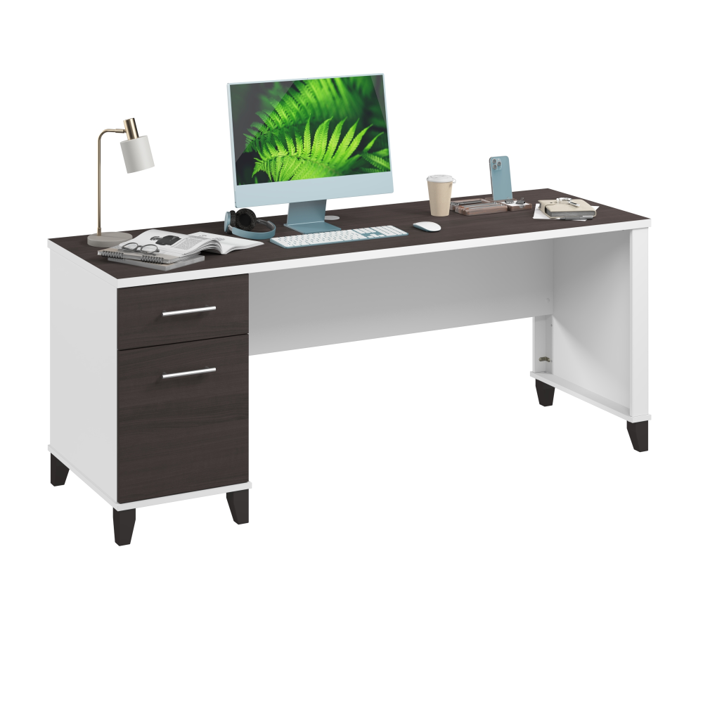Shop Bush Furniture Somerset 72W Office Desk with Drawers, Image 02, WC81072, #color_storm gray/white