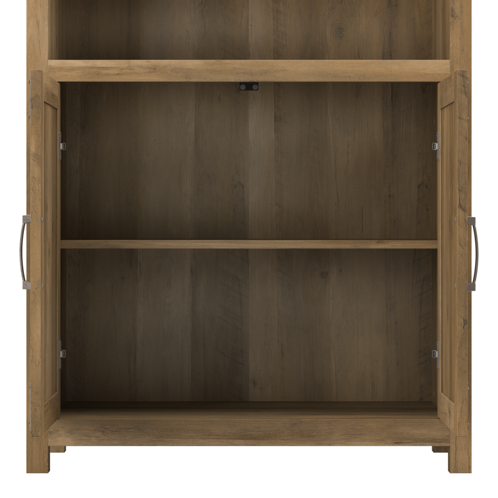 Shop Bush Furniture Knoxville 60W L Shaped Desk with Lateral File Cabinet and 5 Shelf Bookcase, Image 03, CGR005RCP, #color_reclaimed pine