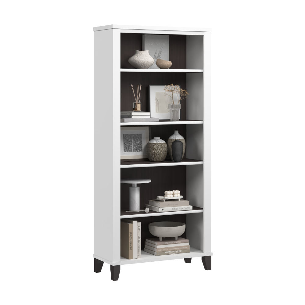 Shop Bush Furniture Somerset Tall 5 Shelf Bookcase, Image 02, WC81065, #color_storm gray/white