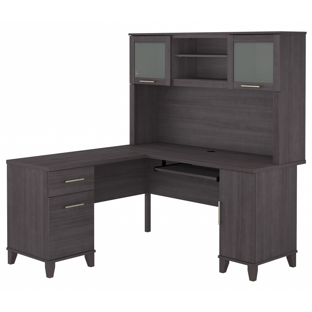 Shop Bush Furniture Somerset 60W L Shaped Desk with Hutch, Image 02, SET002SG, #color_storm gray