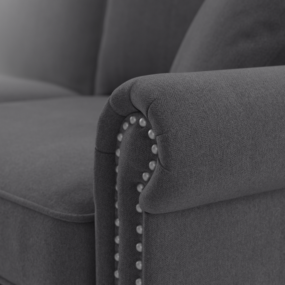 Shop Bush Furniture Coventry Accent Chair with Ottoman Set, Image 05, CVN010CGH, #color_charcoal gray herringbone fabr