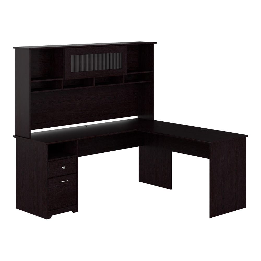 Shop Bush Furniture Cabot 72W L Shaped Computer Desk with Hutch and Drawers, Image 02, CAB053EPO, #color_espresso oak
