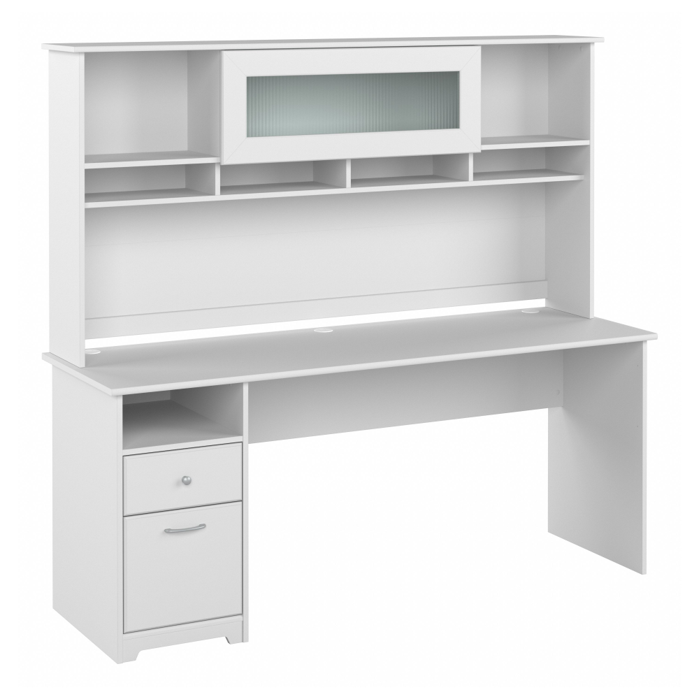 Shop Bush Furniture Cabot 72W Computer Desk with Hutch, Image 02, CAB049WHN, #color_white