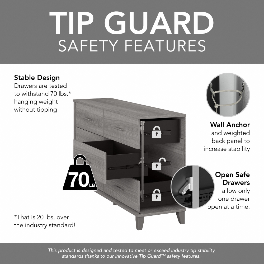 Shop Bush Furniture Somerset 6 Drawer Dresser, Image 09, STS160AGK, #color_ash gray