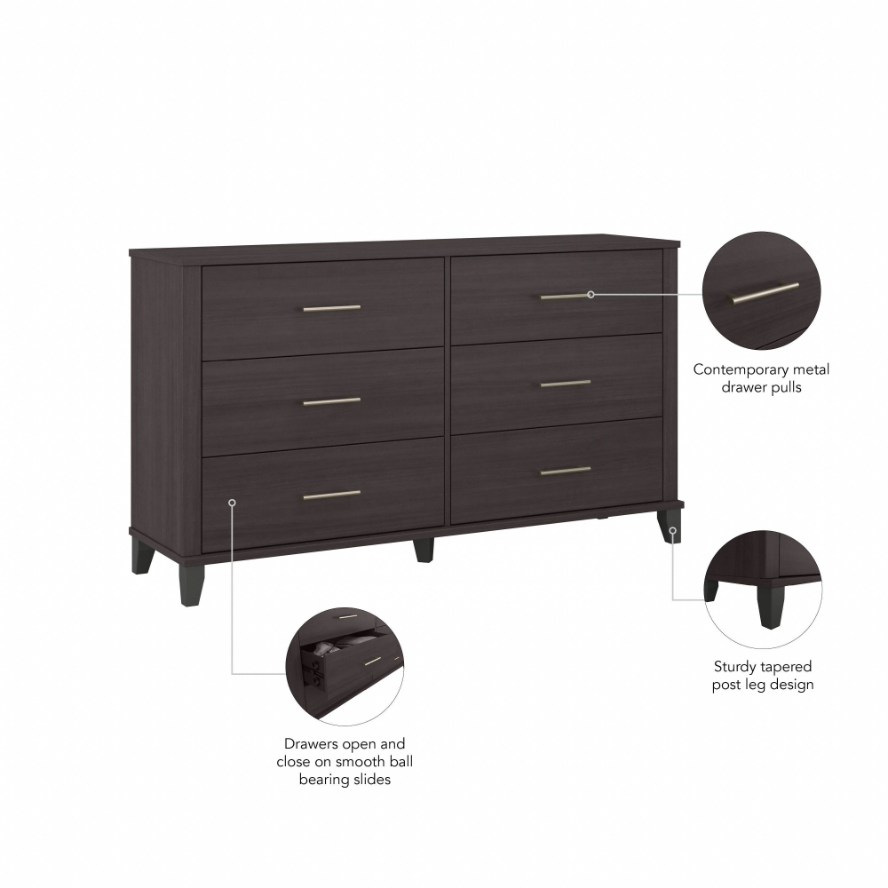 Shop Bush Furniture Somerset 6 Drawer Dresser, Image 07, STS160SGK, #color_storm gray