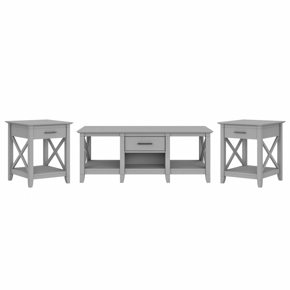 Shop Bush Furniture Key West Coffee Table with Set of 2 End Tables, Image 02, KWS023CG, #color_cape cod gray