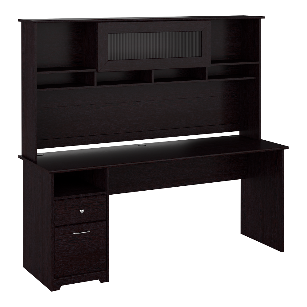 Shop Bush Furniture Cabot 72W Computer Desk with Hutch, Image 02, CAB049EPO, #color_espresso oak