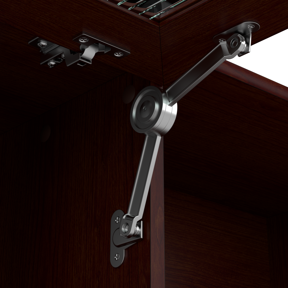 Shop Bush Furniture Cabot 72W 3 Position Sit to Stand L Shaped Desk with Hutch, Image 06, CAB052HVC, #color_harvest cherry