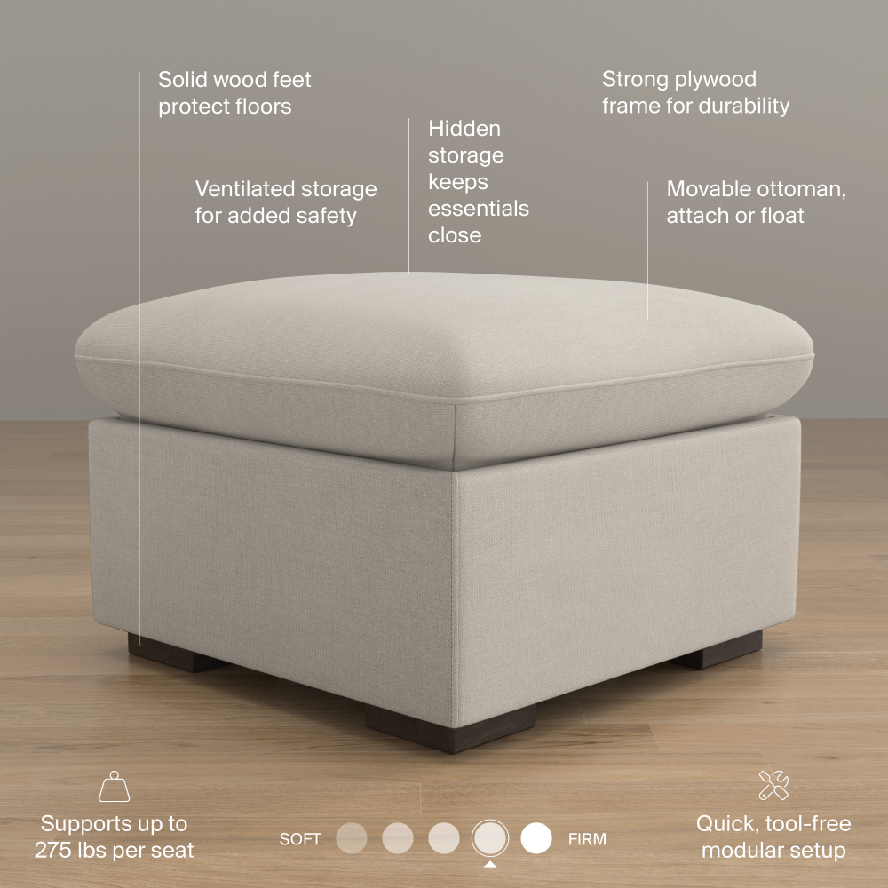 Shop Bush Home Sienna Modular Storage Ottoman, Image 08, SIO28SMTW-03, #color_mist taupe