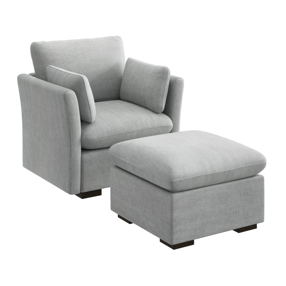 Shop Bush Home Sienna Modular Accent Chair with Storage Ottoman, Image 02, SNA010DGW, #color_dove gray