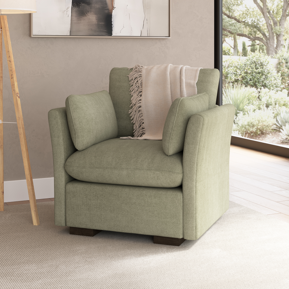 Shop Bush Home Sienna Modular Accent Chair, Image 01, SNA001SGW, #color_soft green