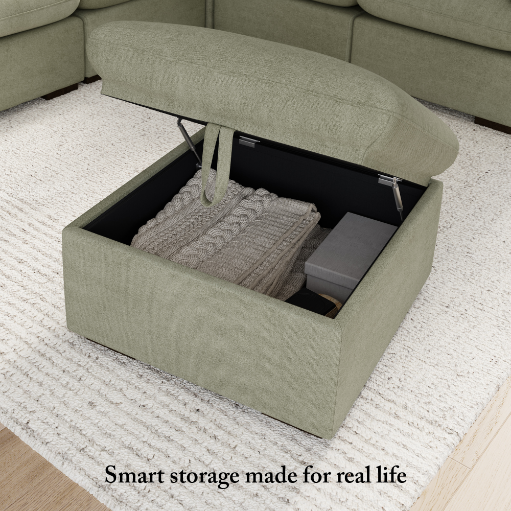 Shop Bush Home Sienna Modular 4-Seater Sectional with Storage Ottoman, Image 05, SNA005SGW, #color_soft green