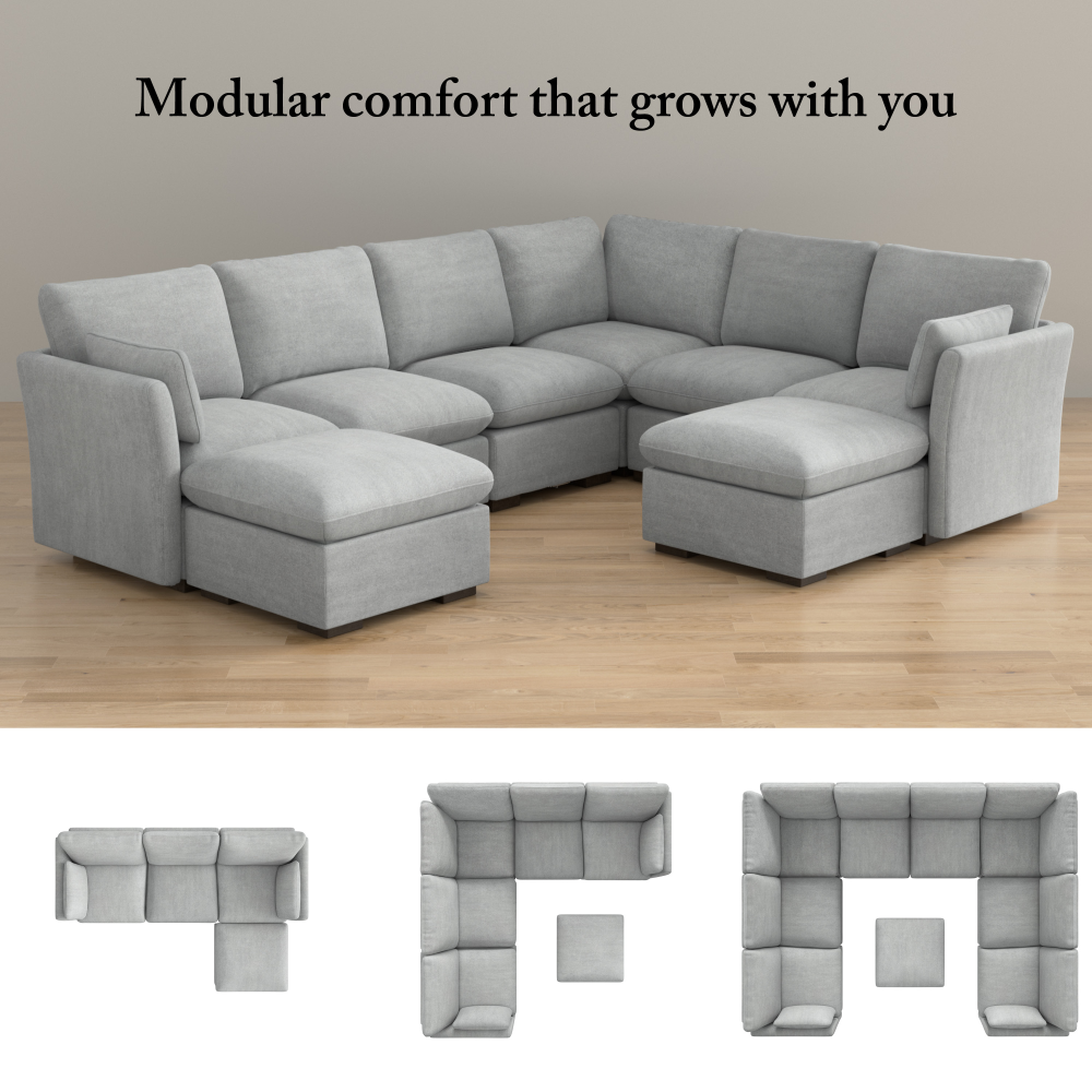 Shop Bush Home Sienna Modular 2-Seater Loveseat, Image 07, SNA002DGW, #color_dove gray