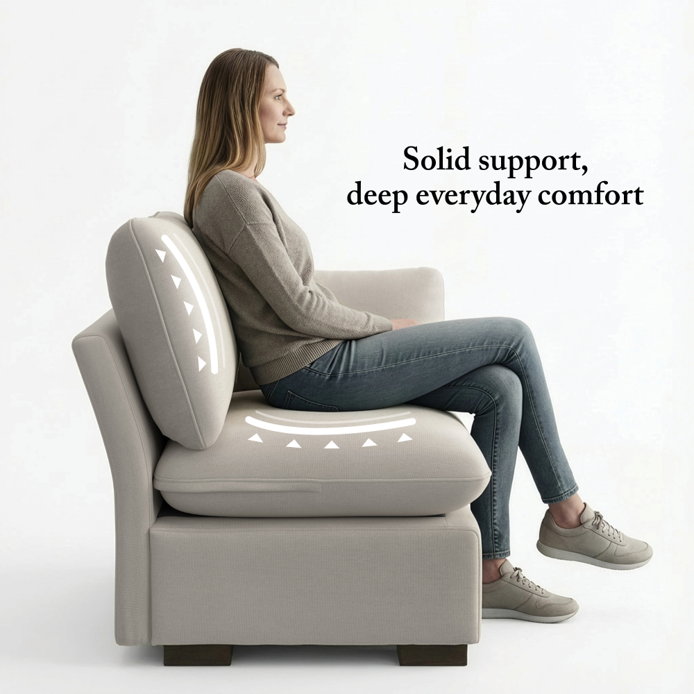 Shop Bush Home Sienna Modular Accent Chair, Image 04, SNA001MTW, #color_mist taupe
