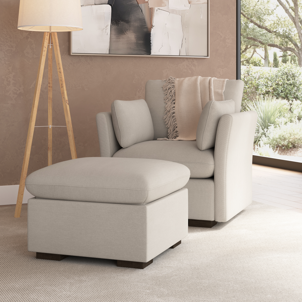 Shop Bush Home Sienna Modular Accent Chair with Storage Ottoman, Image 01, SNA010MTW, #color_mist taupe