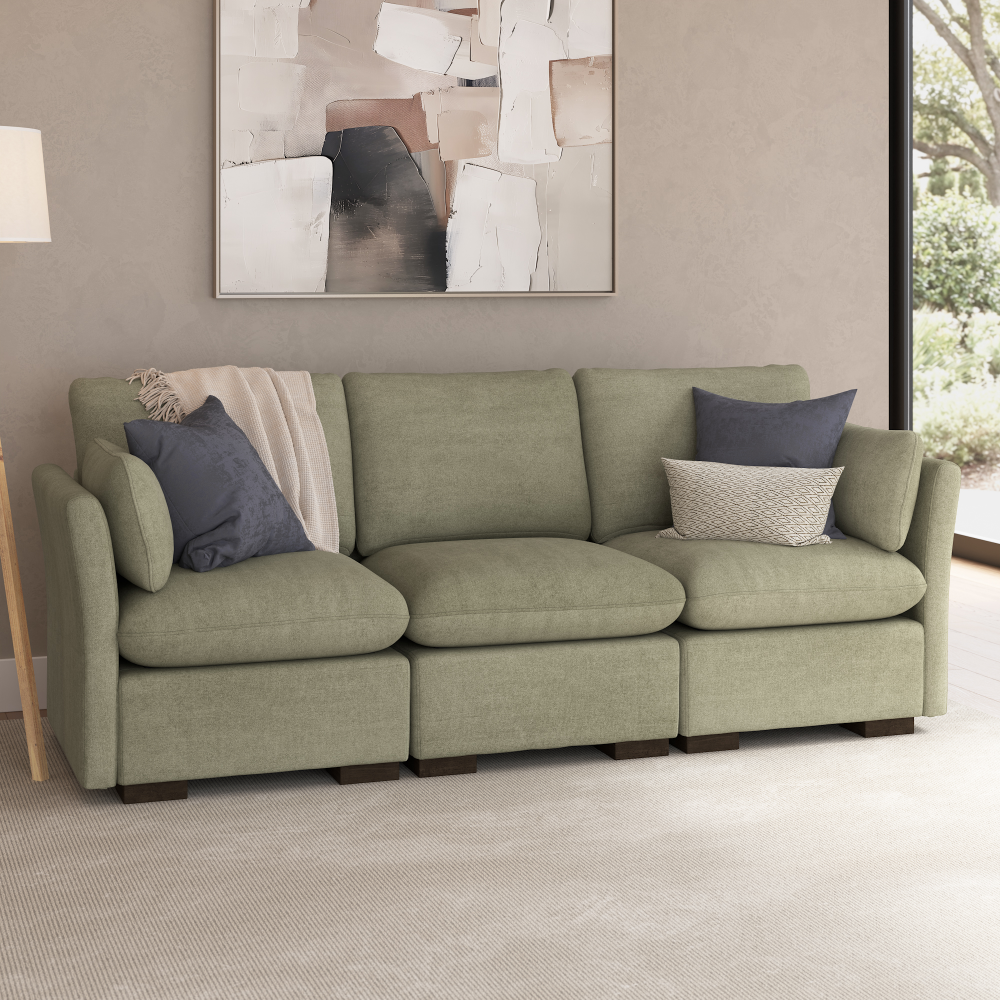 Shop Bush Home Sienna Modular 3-Seater Sofa, Image 01, SNA003SGW, #color_soft green