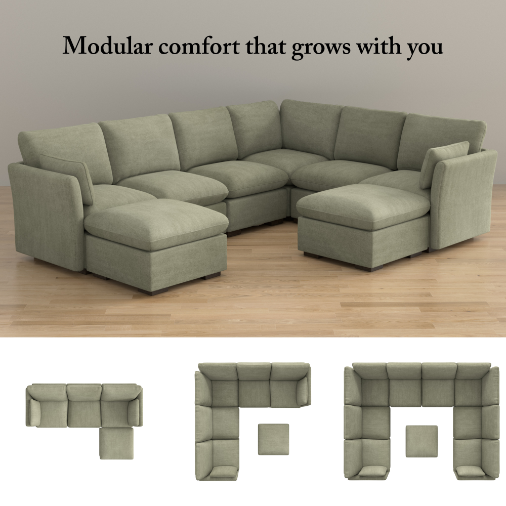 Shop Bush Home Sienna Modular Accent Chair, Image 07, SNA001SGW, #color_soft green
