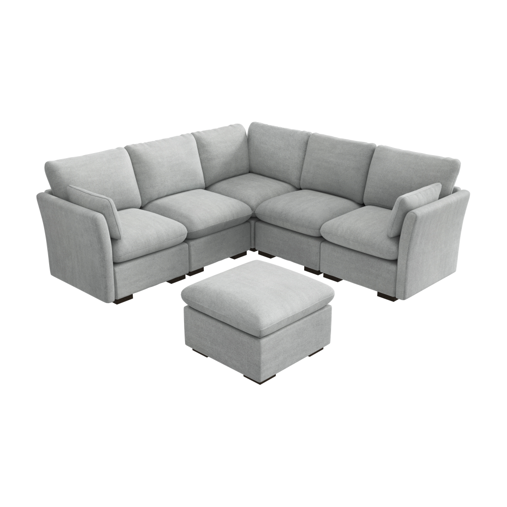 Shop Bush Home Sienna Modular 4-Seater Sectional with Storage Ottoman, Image 02, SNA005DGW, #color_dove gray