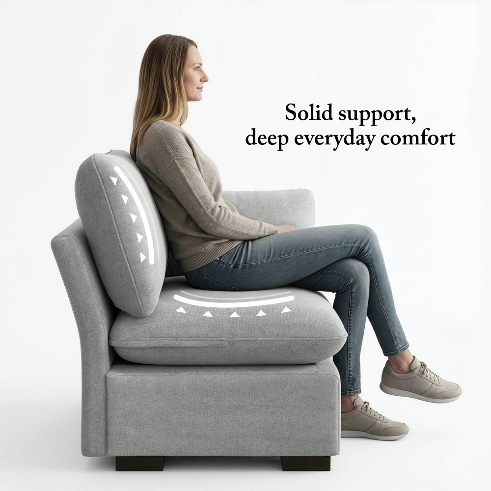 Shop Bush Home Sienna Modular Accent Chair, Image 04, SNA001DGW, #color_dove gray