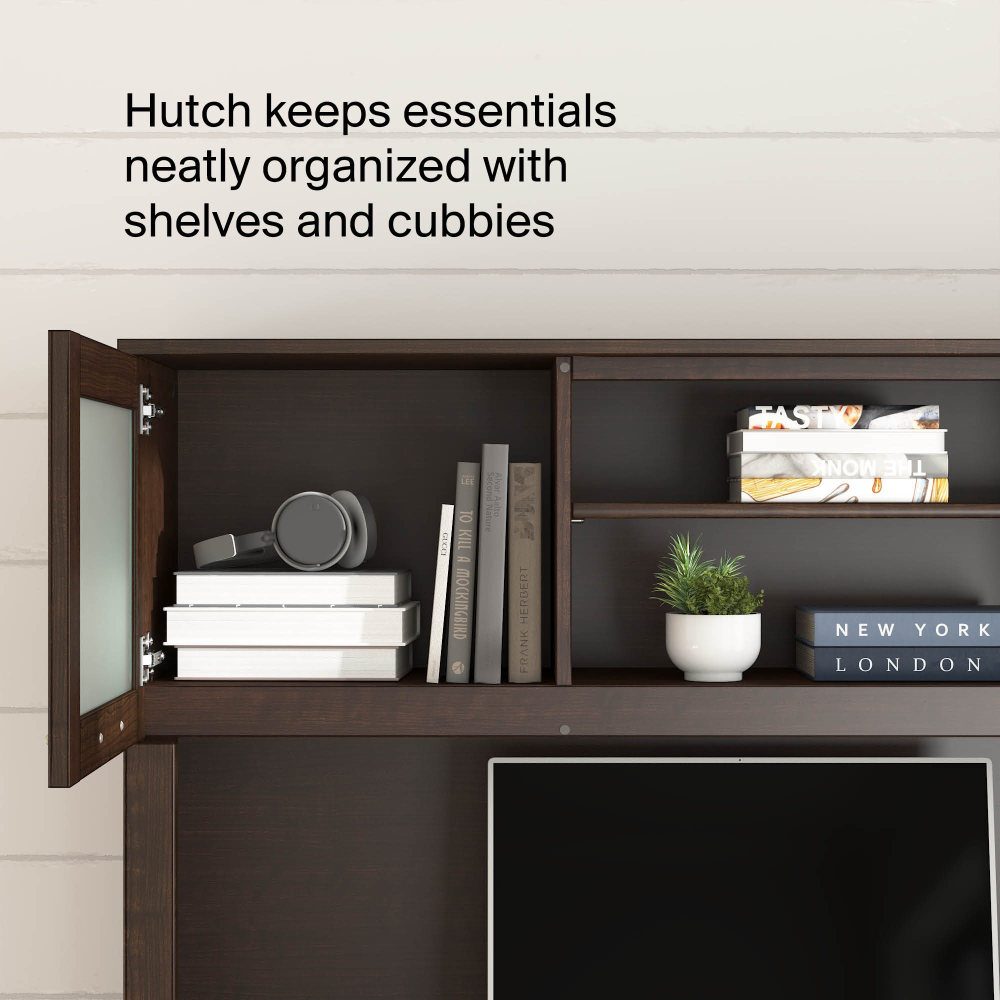 Shop Bush Home Somerset 60W Desk Hutch, Image 04, WC81831, #color_mocha cherry