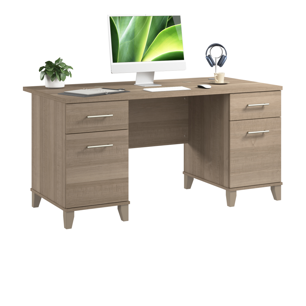 Shop Bush Home Somerset 60W Office Desk with Drawers, Image 02, WC81628K, #color_ash gray