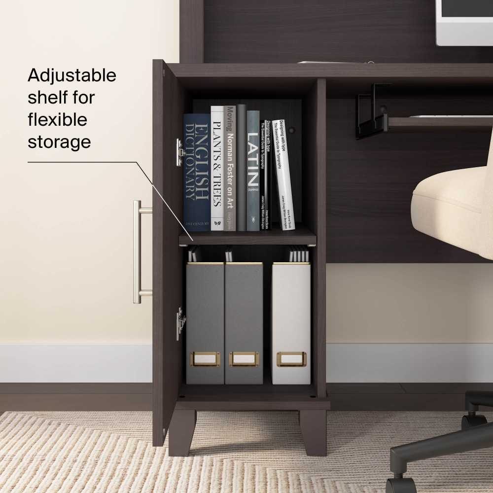 Shop Bush Home Somerset 60W L Shaped Desk with Storage, Image 04, WC81530K, #color_storm gray