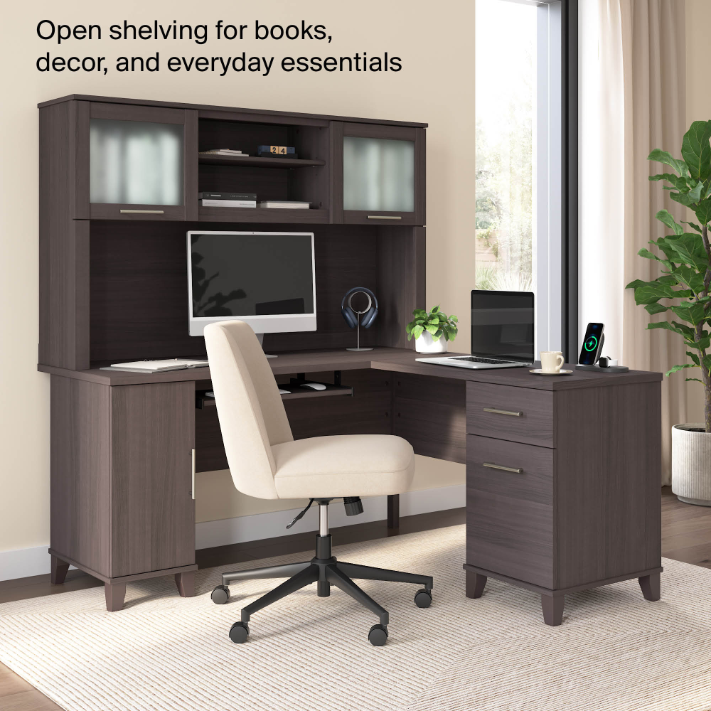 Shop Bush Home Somerset 60W Desk Hutch, Image 03, WC81531, #color_storm gray