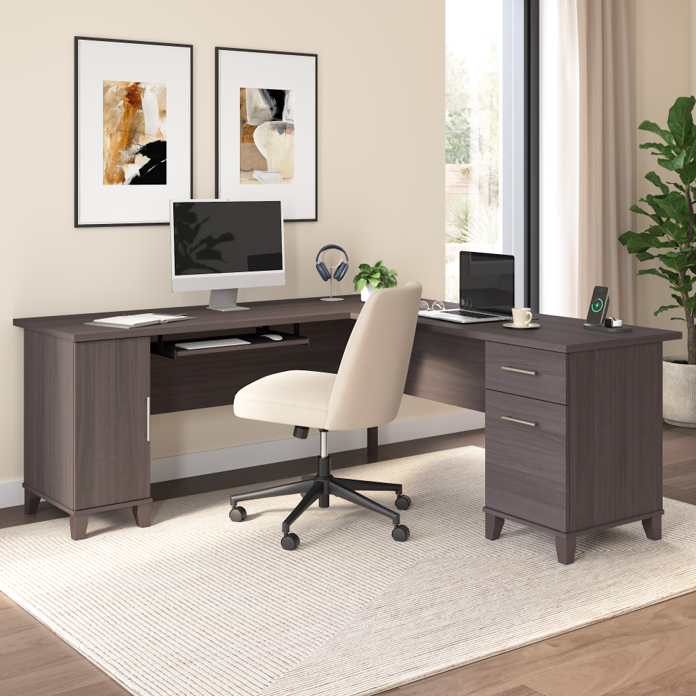 Shop Bush Home Somerset 72W L Shaped Desk with Storage, Image 01, WC81510K, #color_storm gray