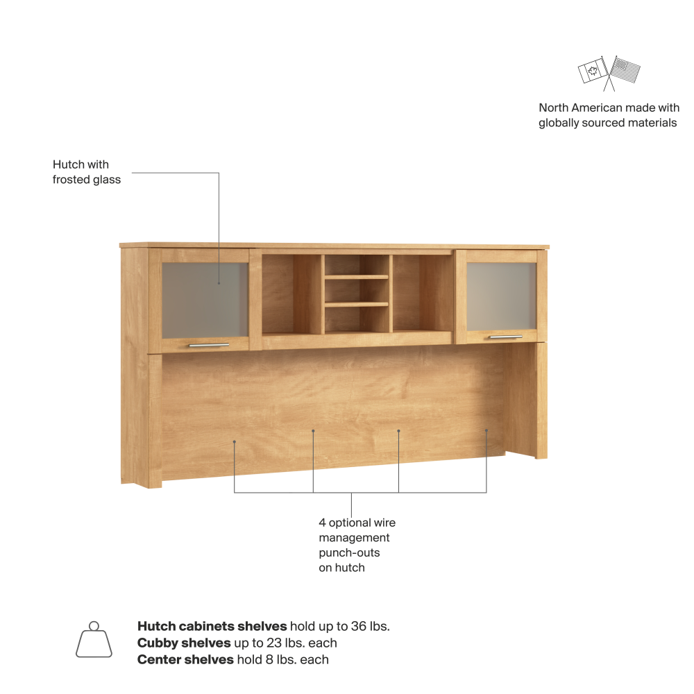 Shop Bush Home Somerset 72W Desk Hutch, Image 07, WC81411, #color_maple cross