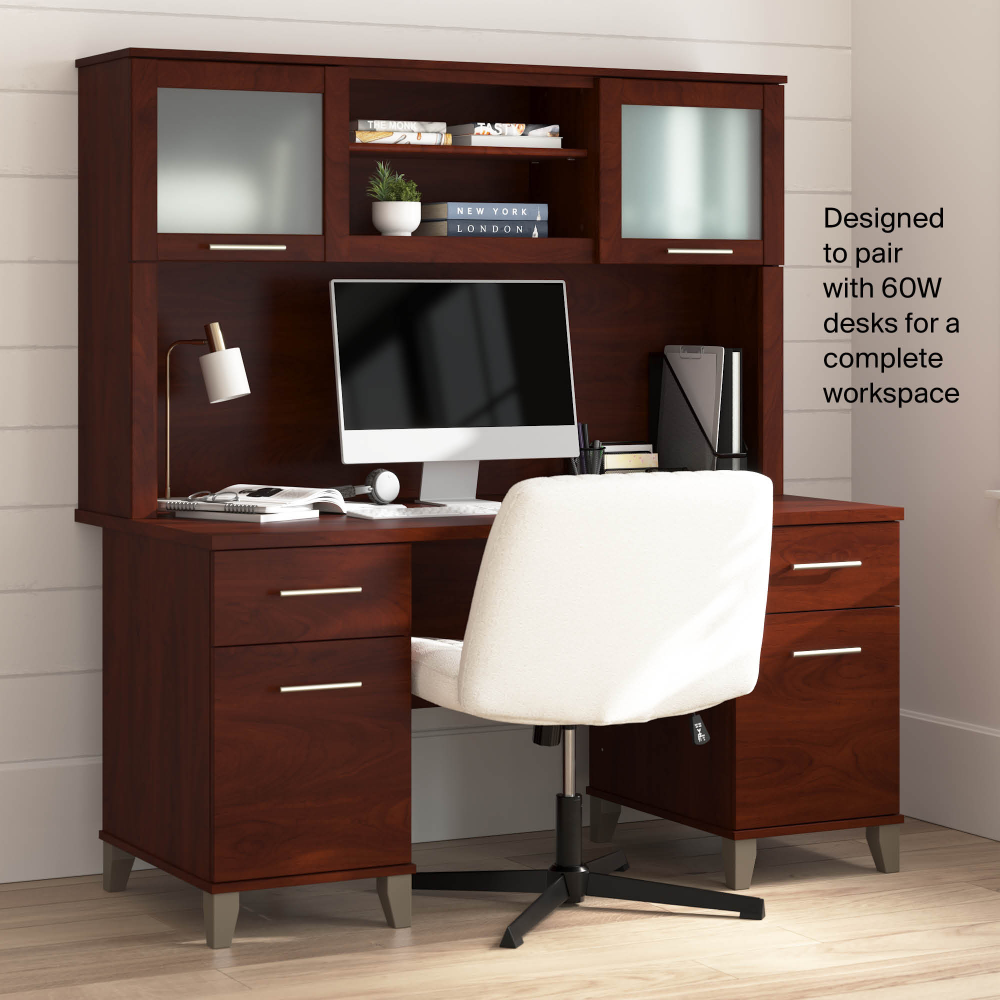 Shop Bush Home Somerset 60W Desk Hutch, Image 05, WC81731, #color_hansen cherry