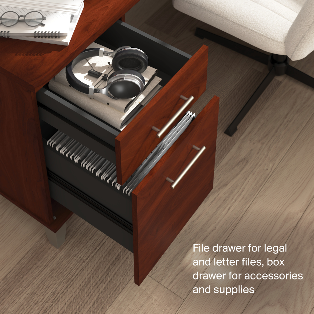 Shop Bush Home Somerset 72W Office Desk with Drawers and Hutch, Image 05, SET018HC, #color_hansen cherry