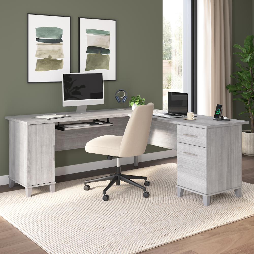 Shop Bush Home Somerset 72W L Shaped Desk with Storage, Image 01, WC81210K, #color_platinum gray