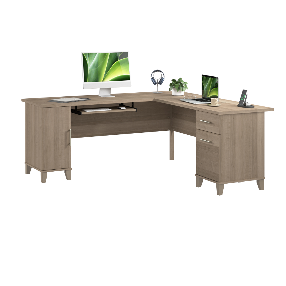 Shop Bush Home Somerset 72W L Shaped Desk with Storage, Image 02, WC81610K, #color_ash gray
