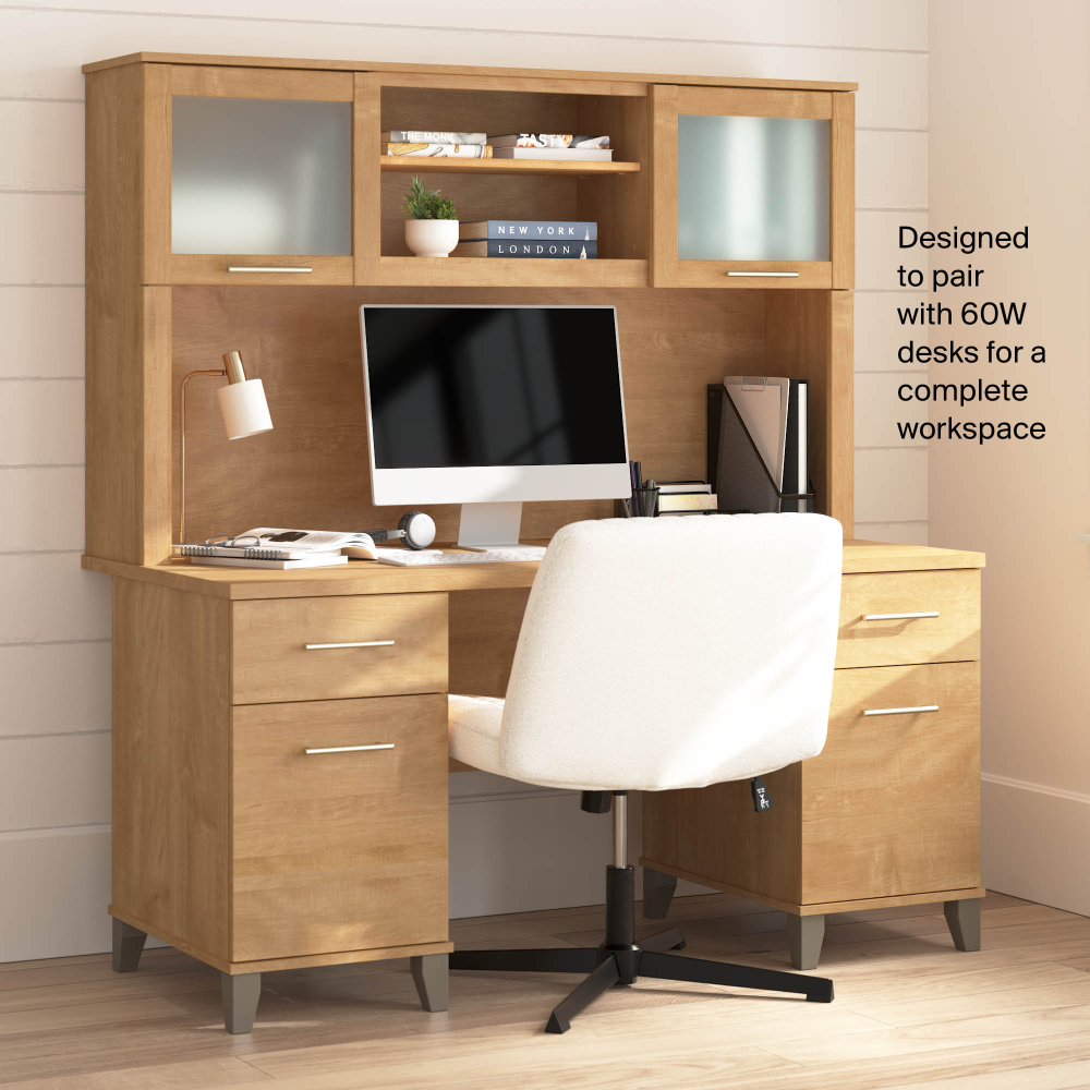 Shop Bush Home Somerset 60W Desk Hutch, Image 05, WC81431, #color_maple cross