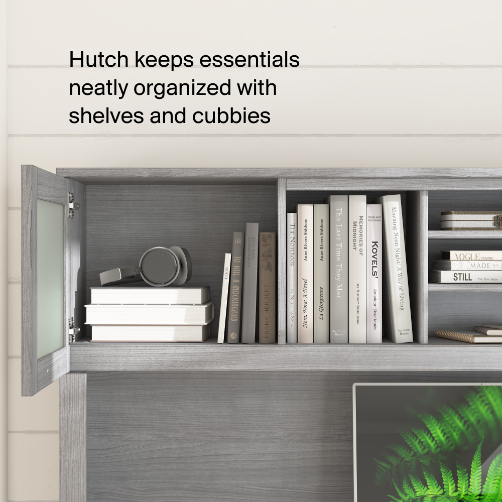 Shop Bush Home Somerset 72W Office Desk with Drawers and Hutch, Image 04, SET018PG, #color_platinum gray