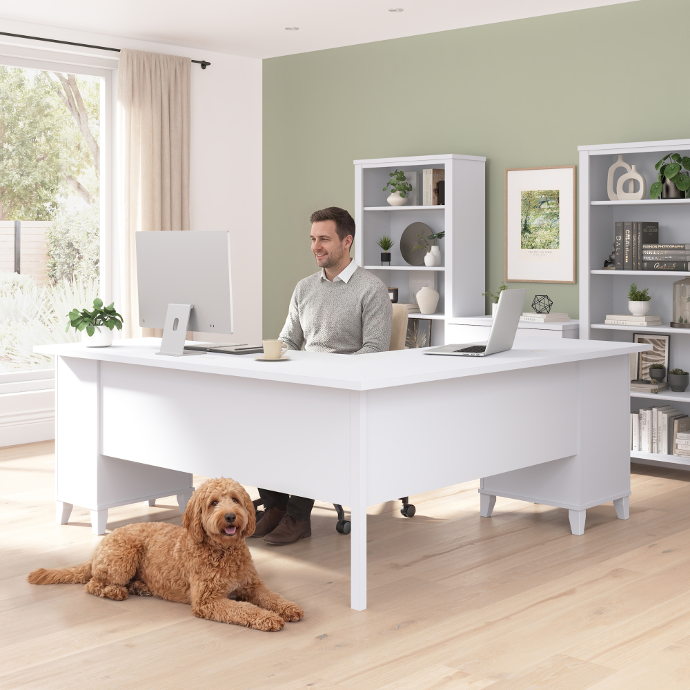 Shop Bush Home Somerset 72W L Shaped Desk with Storage, Image 03, WC81910K, #color_white