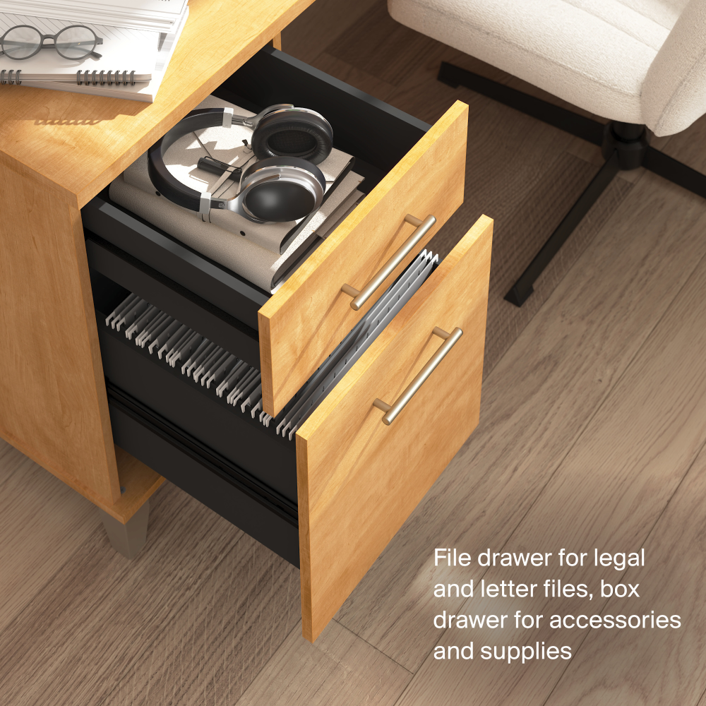 Shop Bush Home Somerset 60W Office Desk with Drawers, Image 04, WC81428K, #color_maple cross