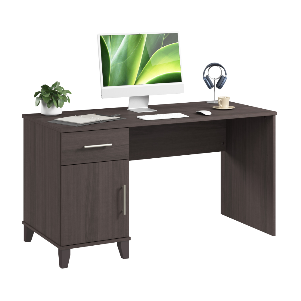 Shop Bush Home Somerset 54W Office Desk with Drawer and Storage Cabinet, Image 02, WC81554, #color_storm gray
