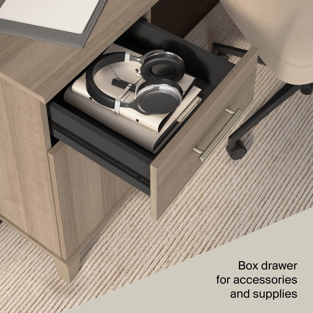 Shop Bush Home Somerset 54W Office Desk with Drawer and Storage Cabinet, Image 05, WC81654, #color_ash gray