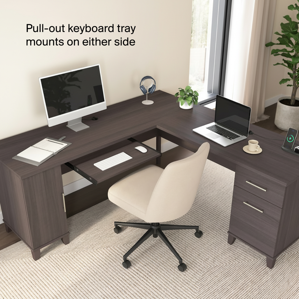 Shop Bush Home Somerset 72W L Shaped Desk with Storage, Image 06, WC81510K, #color_storm gray