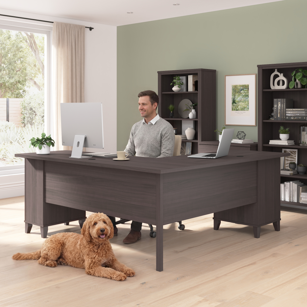 Shop Bush Home Somerset 72W L Shaped Desk with Storage, Image 03, WC81510K, #color_storm gray