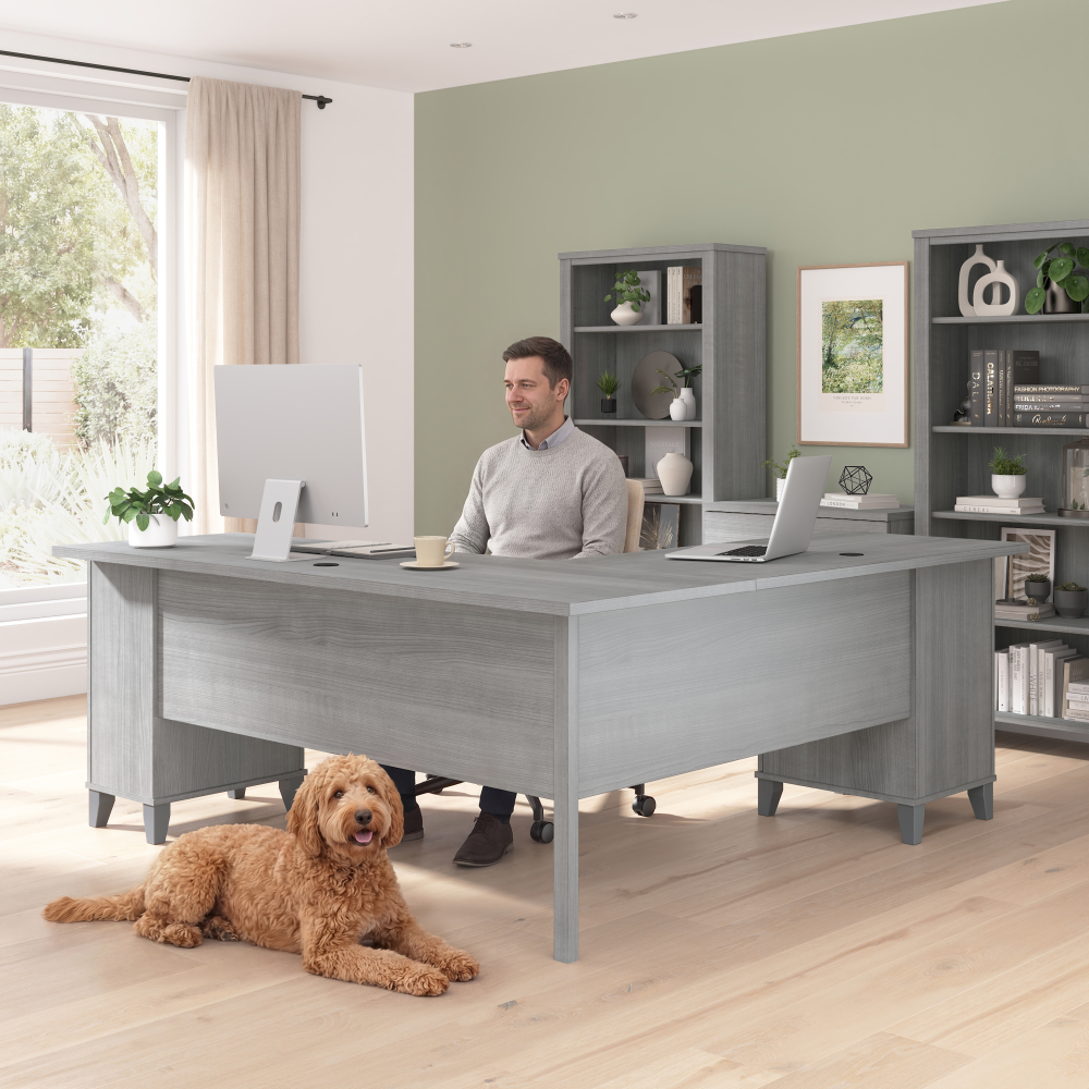 Shop Bush Home Somerset 72W L Shaped Desk with Storage, Image 03, WC81210K, #color_platinum gray
