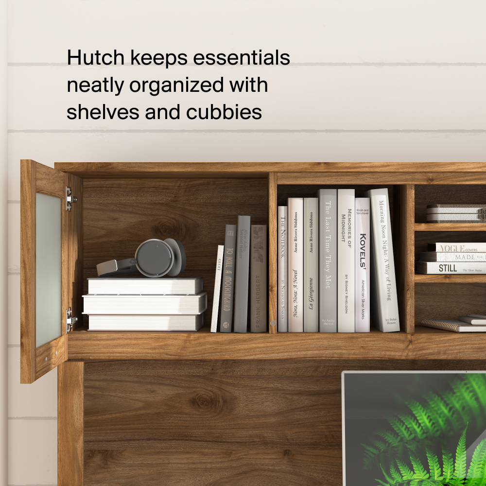 Shop Bush Home Somerset 72W L-Shaped Sit to Stand Desk with Hutch, Image 04, SET015FW, #color_fresh walnut