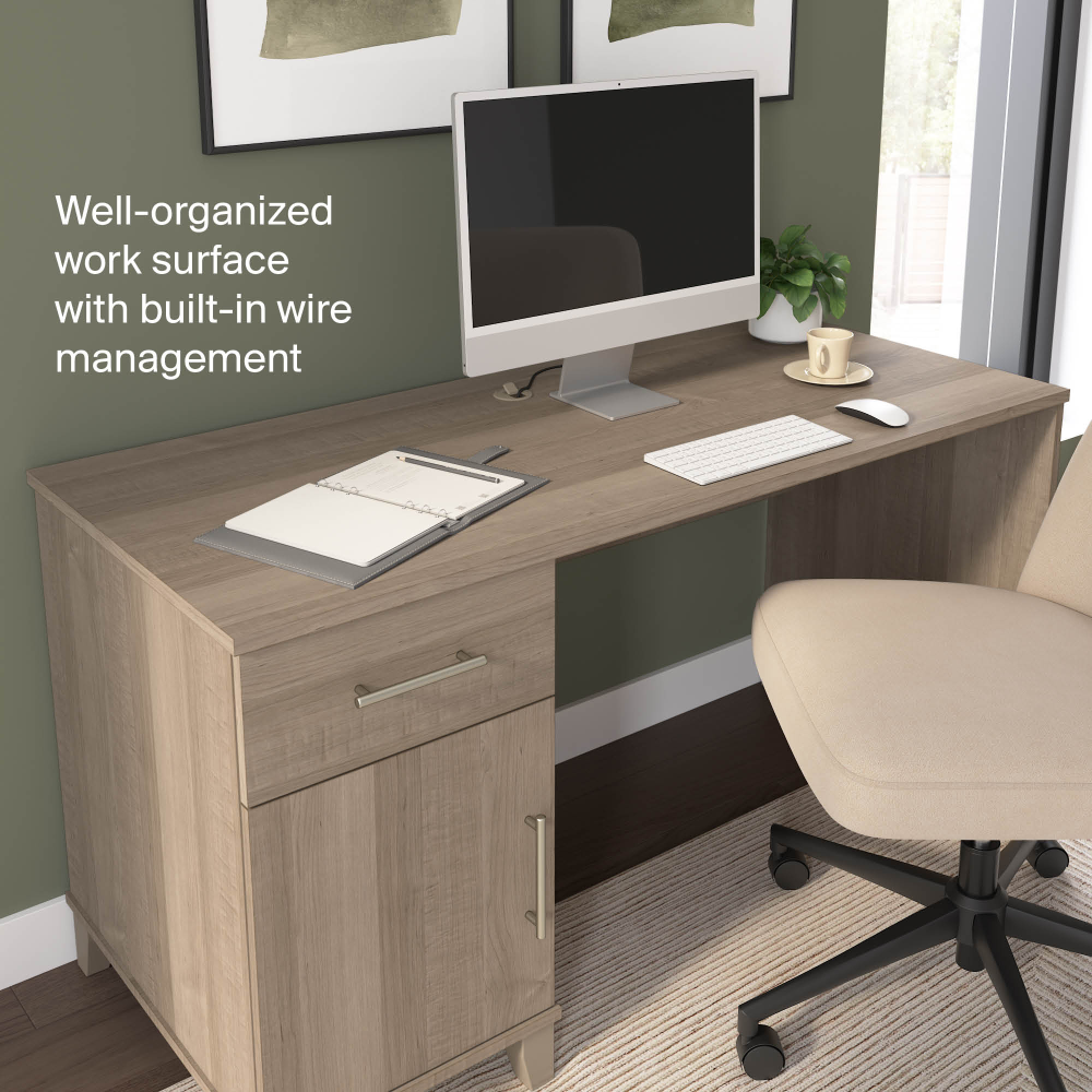 Shop Bush Home Somerset 54W Office Desk with Drawer and Storage Cabinet, Image 06, WC81654, #color_ash gray