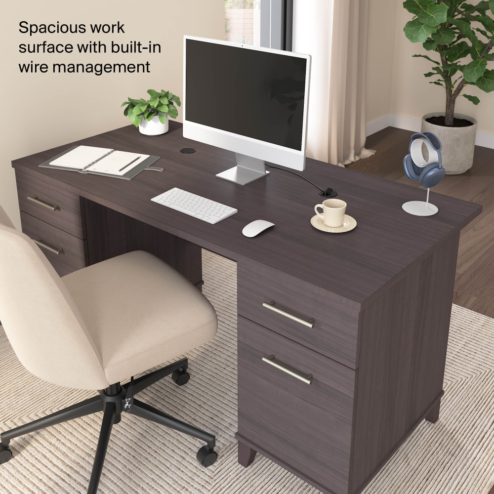 Shop Bush Home Somerset 60W Office Desk with Drawers, Image 05, WC81528K, #color_storm gray