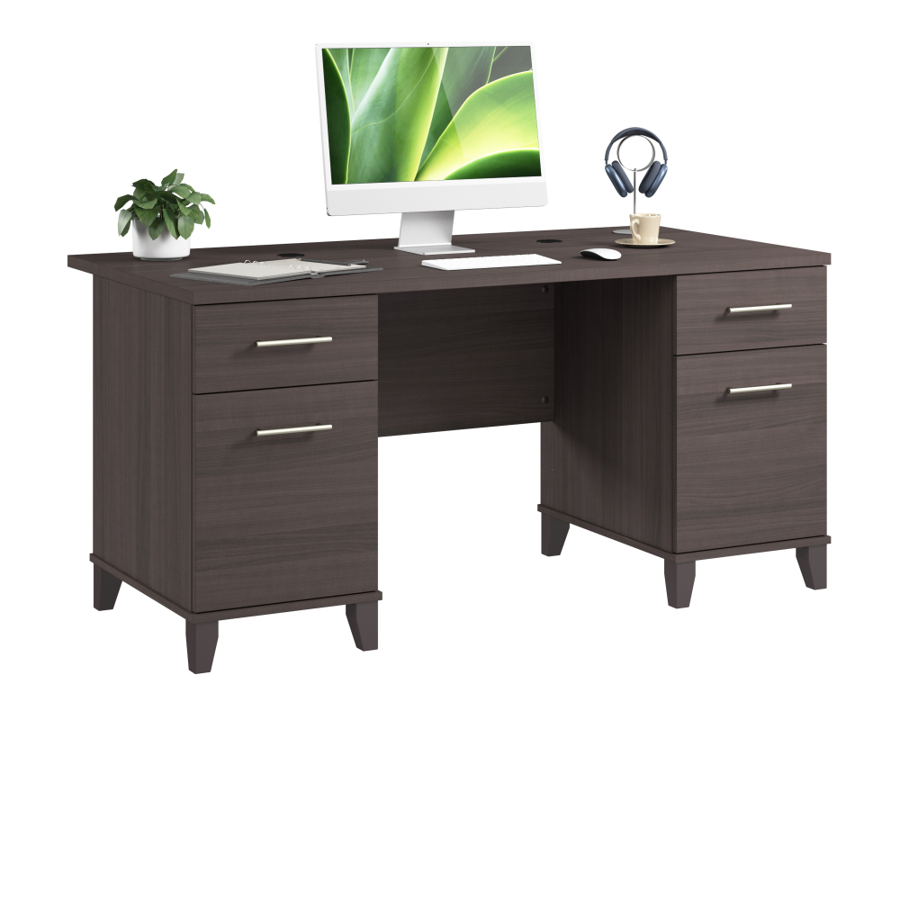 Shop Bush Home Somerset 60W Office Desk with Drawers, Image 02, WC81528K, #color_storm gray