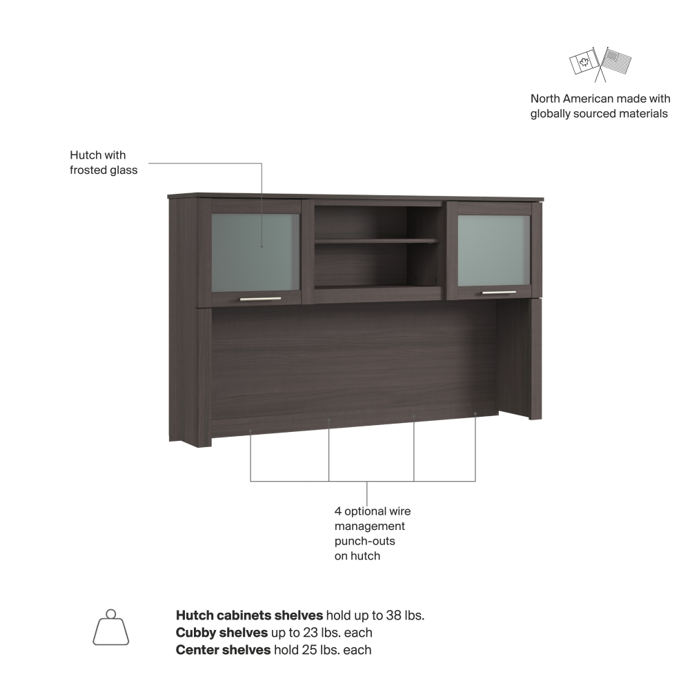 Shop Bush Home Somerset 60W Desk Hutch, Image 07, WC81531, #color_storm gray