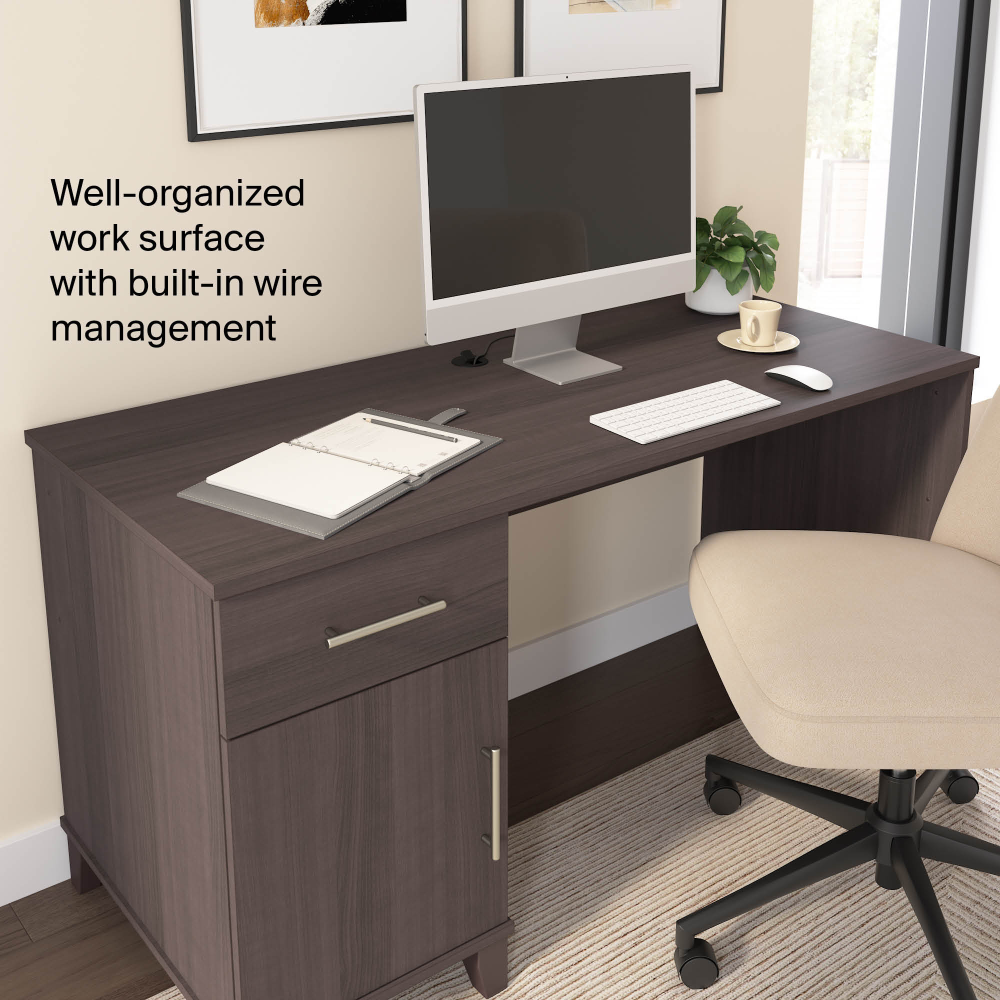 Shop Bush Home Somerset 54W Office Desk with Drawer and Storage Cabinet, Image 06, WC81554, #color_storm gray