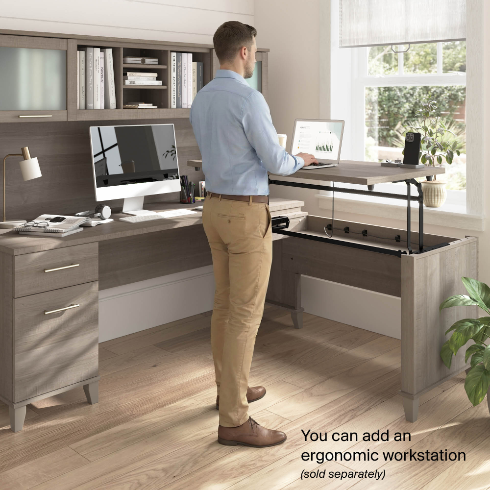 Shop Bush Home Somerset 72W Desk Hutch, Image 03, WC81611, #color_ash gray