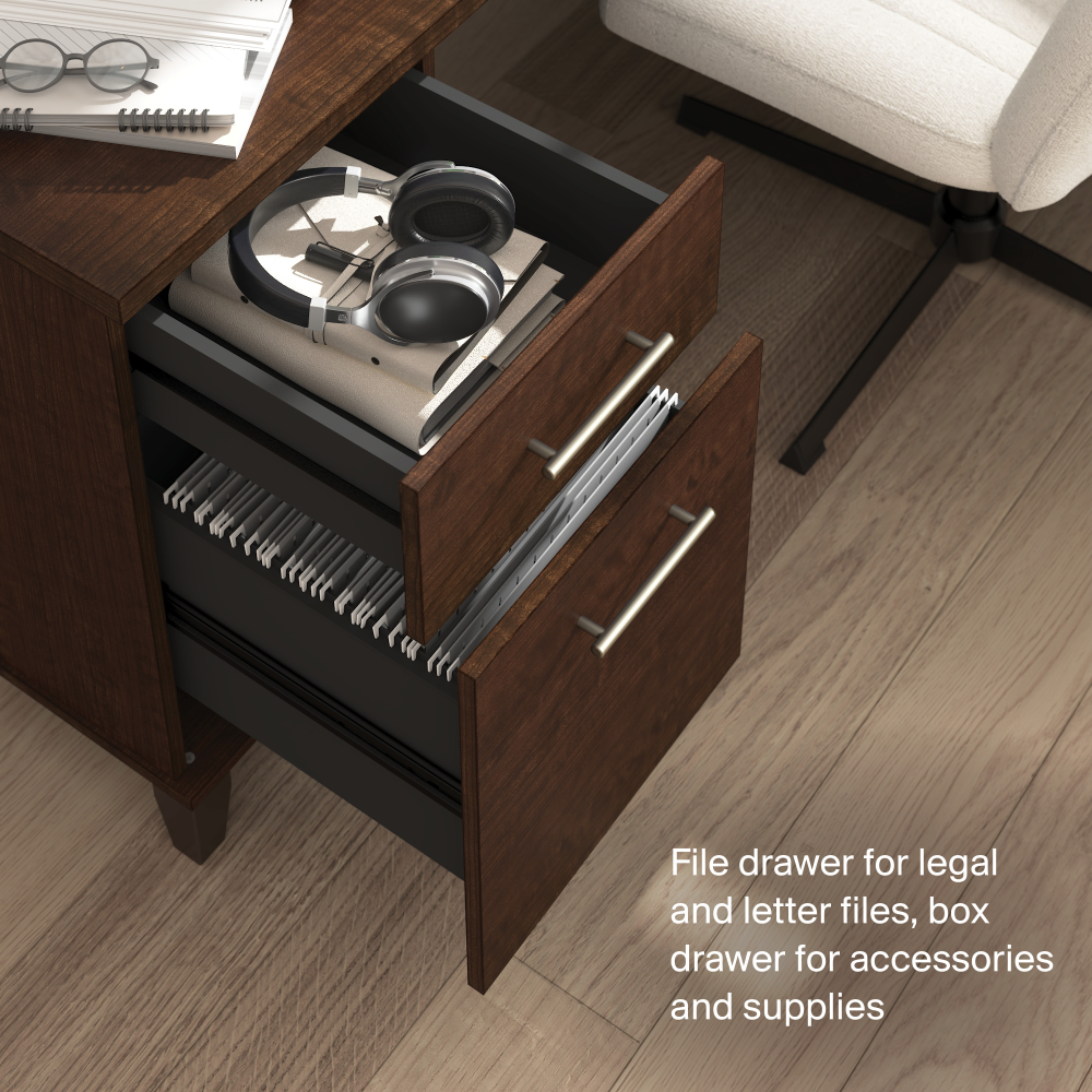 Shop Bush Home Somerset 72W L-Shaped Sit to Stand Desk with Hutch, Image 05, SET015MR, #color_mocha cherry